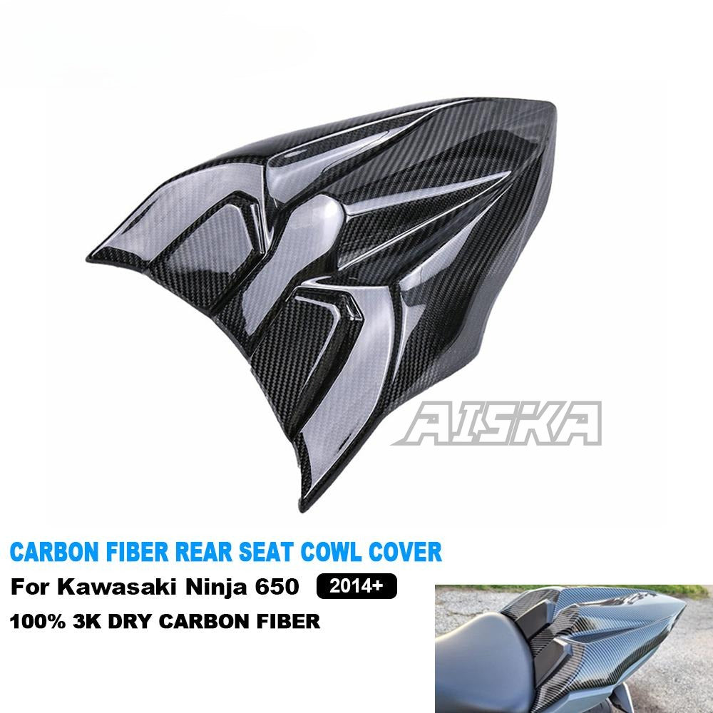 AISKA 3K Dry Carbon Fiber Motorcycle Passenger Rear Seat Fairing Cover Cowl for Kawasaki Ninja 650 2014-2024