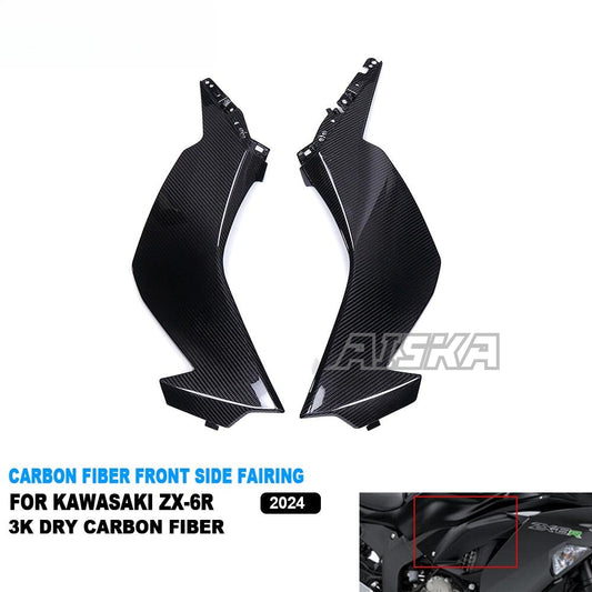 AISKA  Front Side Carbon Fiber Body Fairing Full Dry Motorcycle Cover for Kawasaki Ninja ZX-6R 2024