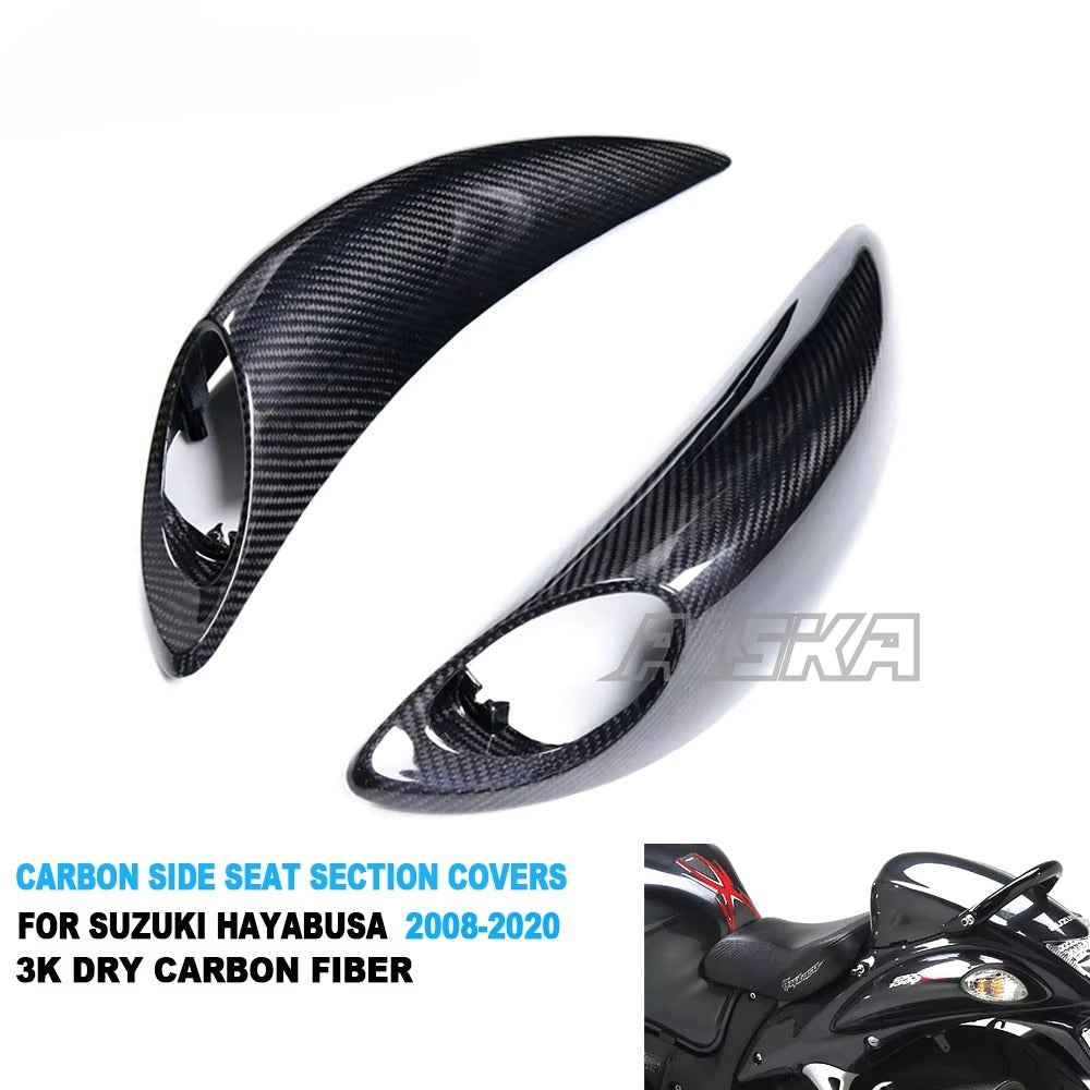 AISKA 100% 3K Carbon Fiber Motorcycle Rear Side Seat Section Panel Fairings for Suzuki GSX1300 R Hayabusa Gen2 2008-2020