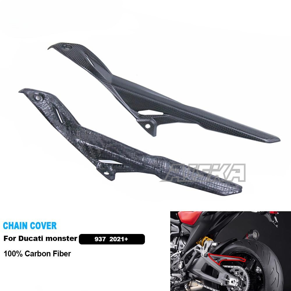 AISKA 3K 3*3 Carbon Fiber Motorcycle Accessories Chain Cover for Ducati Monster 937 2021+