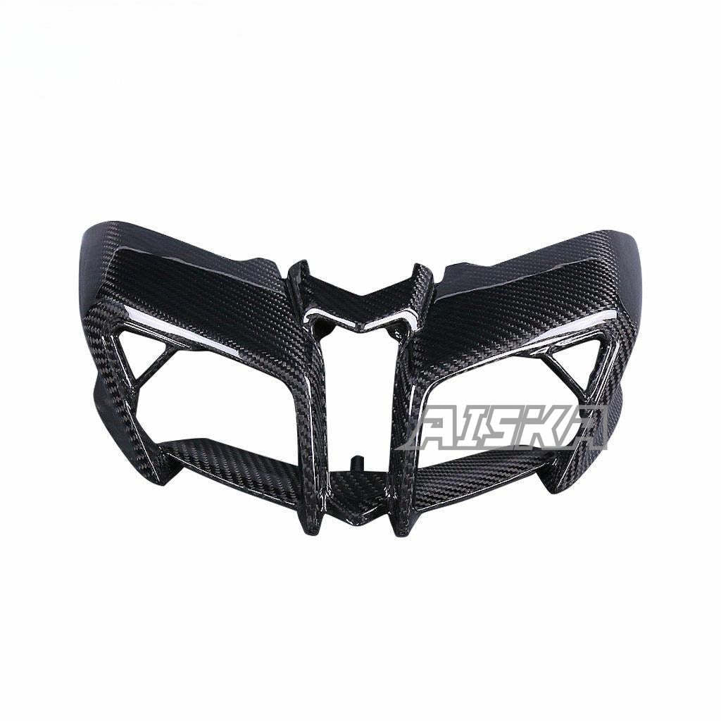AISKA Twill Weave Gloss Carbon Fiber Motorcycle Front Upper Headlight Cover Fairing for Yamaha MT10 FZ10 2016-2021