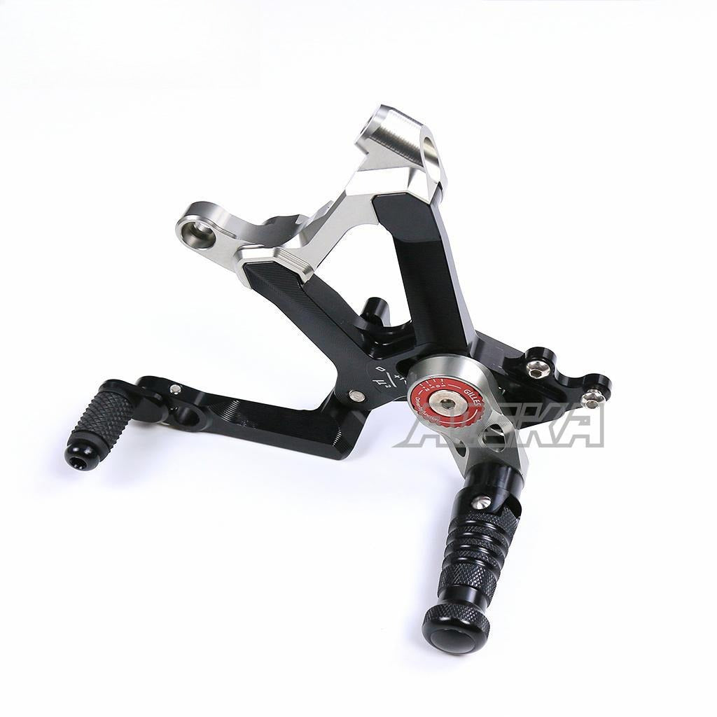 AISKA CNC Aluminum Dry Carbon Fiber Footpeg Rearset Motorcycle Racing Adjustable Rear Footrest for Ducati Panigale V4 V4R V4S