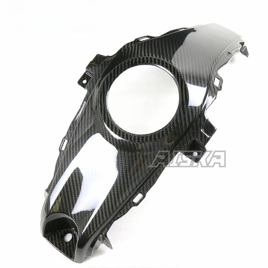 AISKA 100% Dry Carbon Fiber Fuel Tank Cover Motorcycle Middle Center Fuel Tank Cover Panel for Yamaha R3 2015 2016 2017 2018