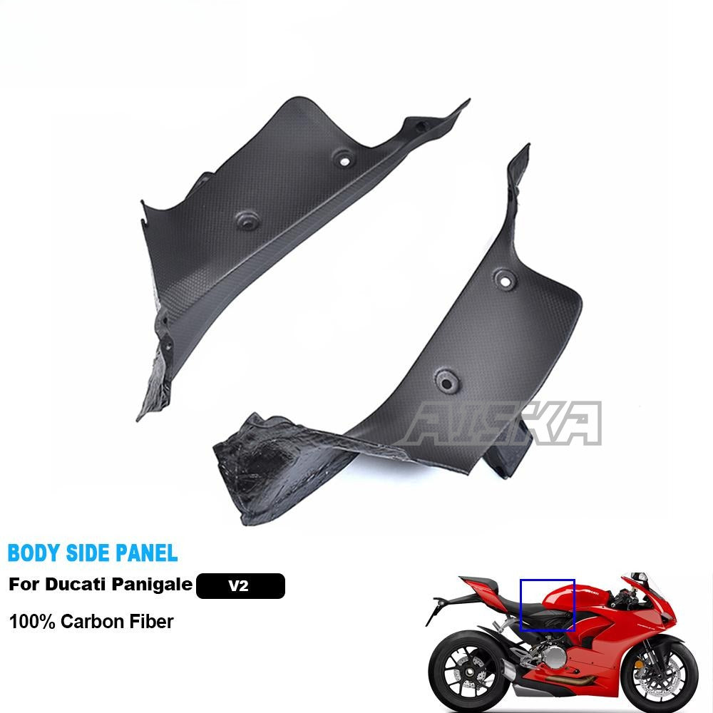 AISKA Dry Carbon Fiber Motorcycle Accessories Spare Parts Body Side Panel for Ducati Panlgale V2