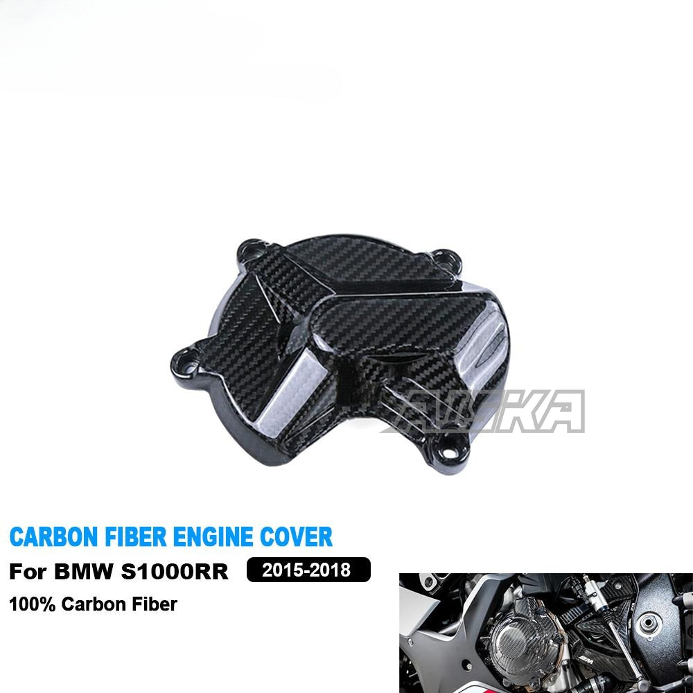 AISKA Twill Weave Glossy Pre-Preg 3K Carbon Fiber Motorcycle Engine Cover for BMW S1000RR 2015-2018