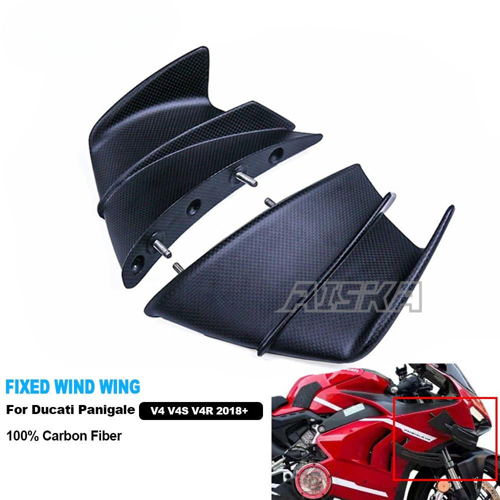 AISKA 100% Dry Carbon Fiber Motorcycle Accessories Fixed Wind Wing Fairing for  Ducati Panigale Streetfight V4 V4S V4R 2018-2024
