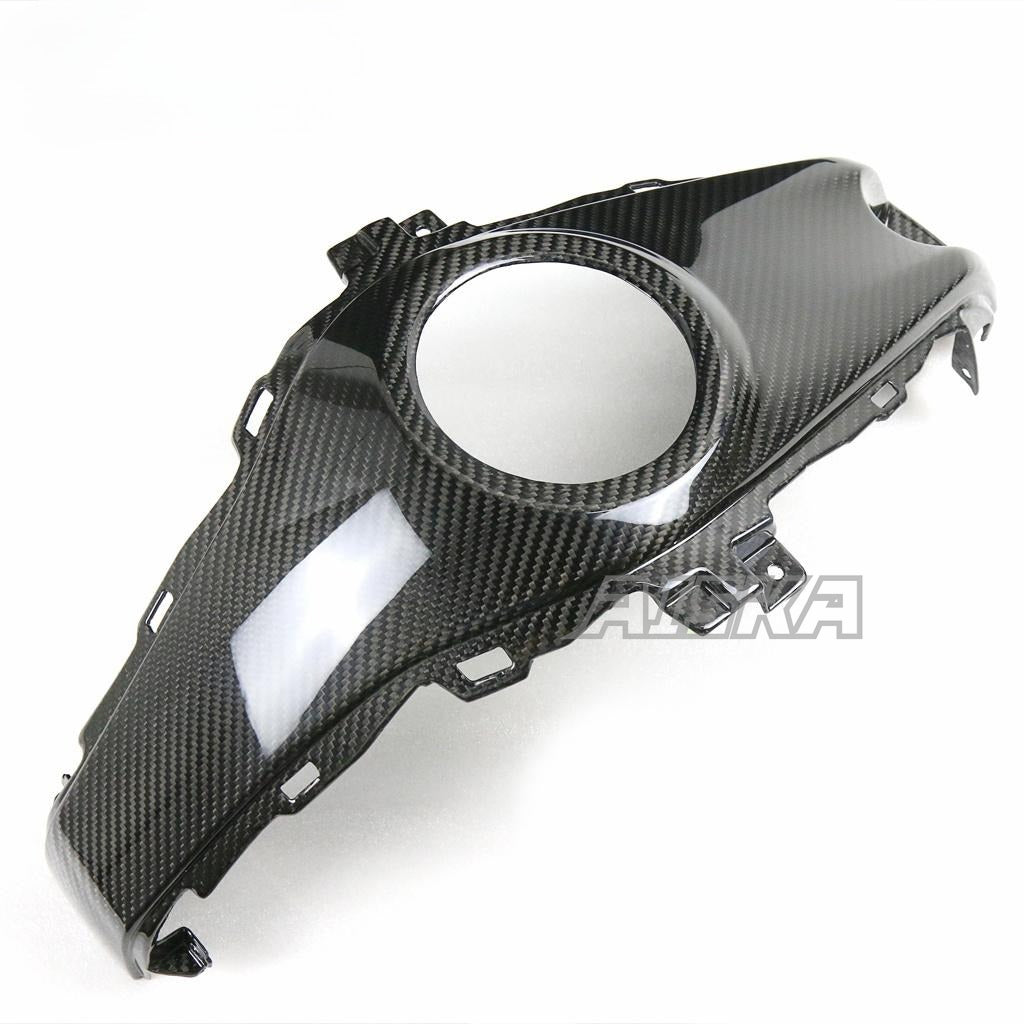 AISKA 100% Dry Carbon Fiber Fuel Tank Cover Motorcycle Middle Center Fuel Tank Cover Panel for Yamaha R3 2015 2016 2017 2018
