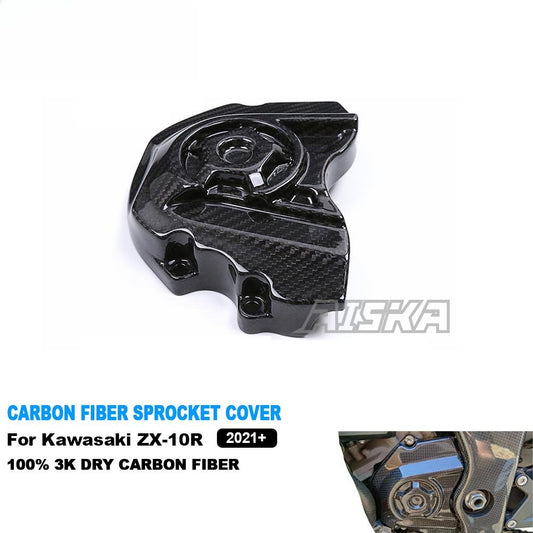 AISKA 3K Dry Carbon Fiber Motorcycle Rear Chain Sprocket Cover Fairing Cowl for Kawasaki Ninja ZX10R ZX-10R 2021 2022 2023 2024