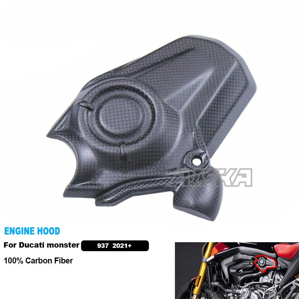 AISKA 3K 3*3 Carbon Fiber Motorcycle Accessories Engine Hood for Ducati Monster 937 2021+