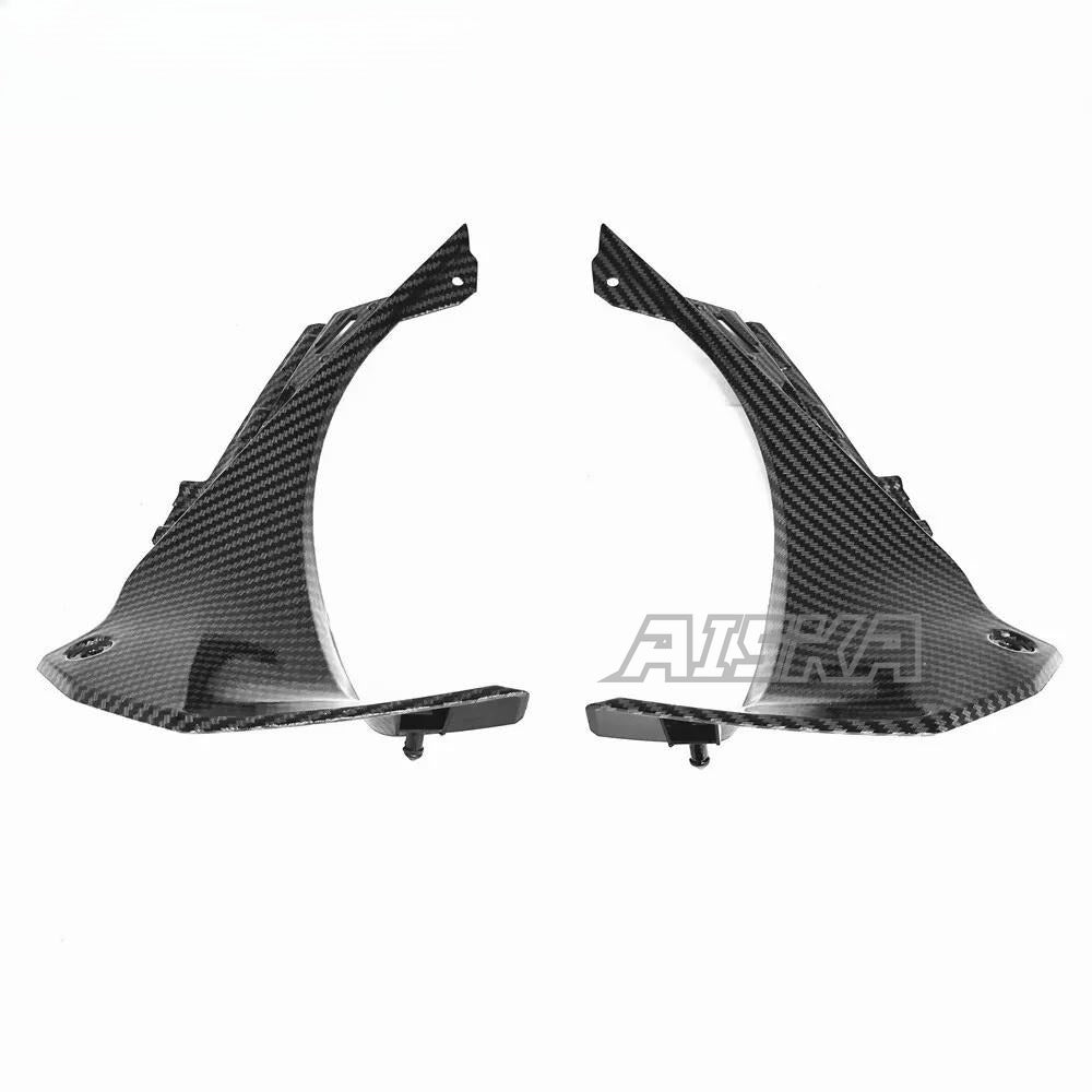 AISKA 3K Dry Carbon Fiber Motorcycle Upper Front Dash Air Cover Fairing for Kawasaki Ninja ZX-6R 2019-2024