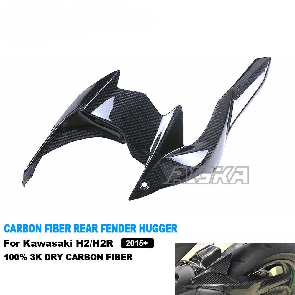 AISKA Full 3K Dry Carbon Fiber Motorcycle Rear Fender Hugger Mudguard for Kawasaki Ninja H2 H2R 2015-2024