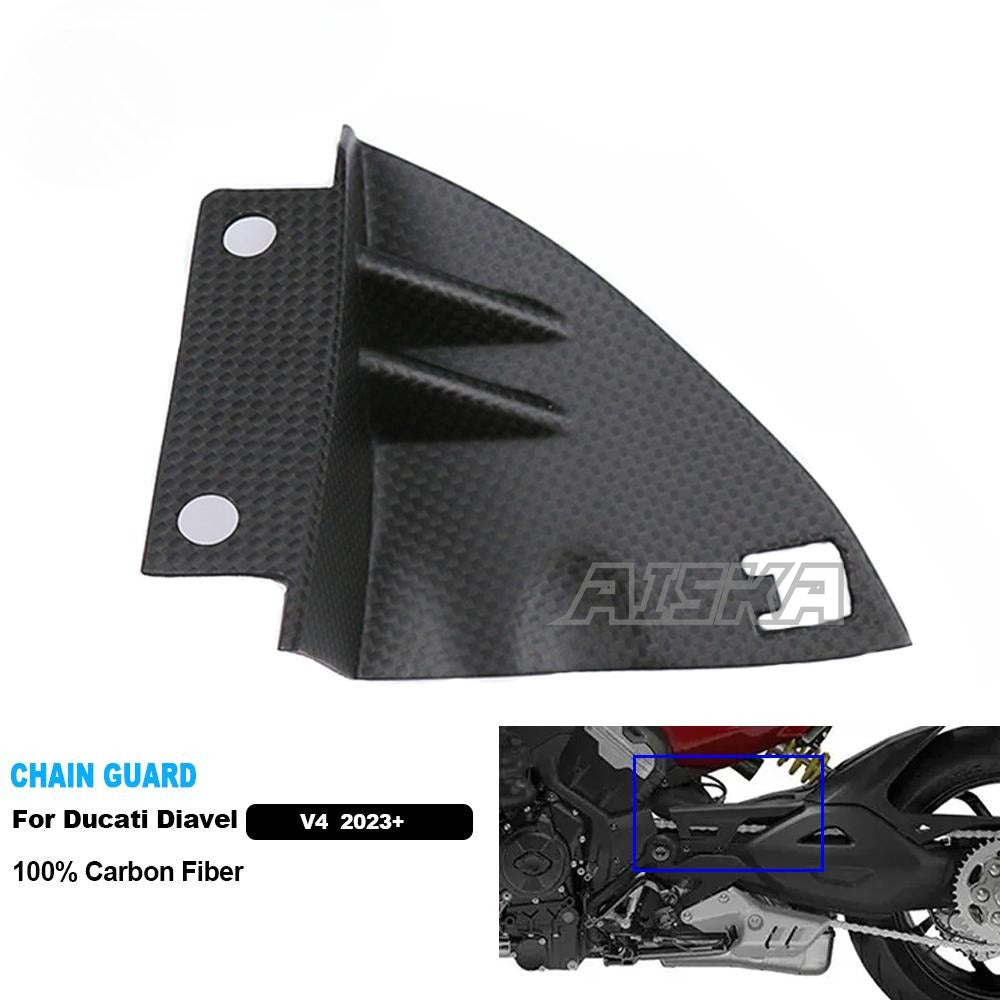 AISKA 3K 3*3 Full Carbon Fiber Motorcycle Accessories Chain Guard for Ducati Diavel  V4  2023