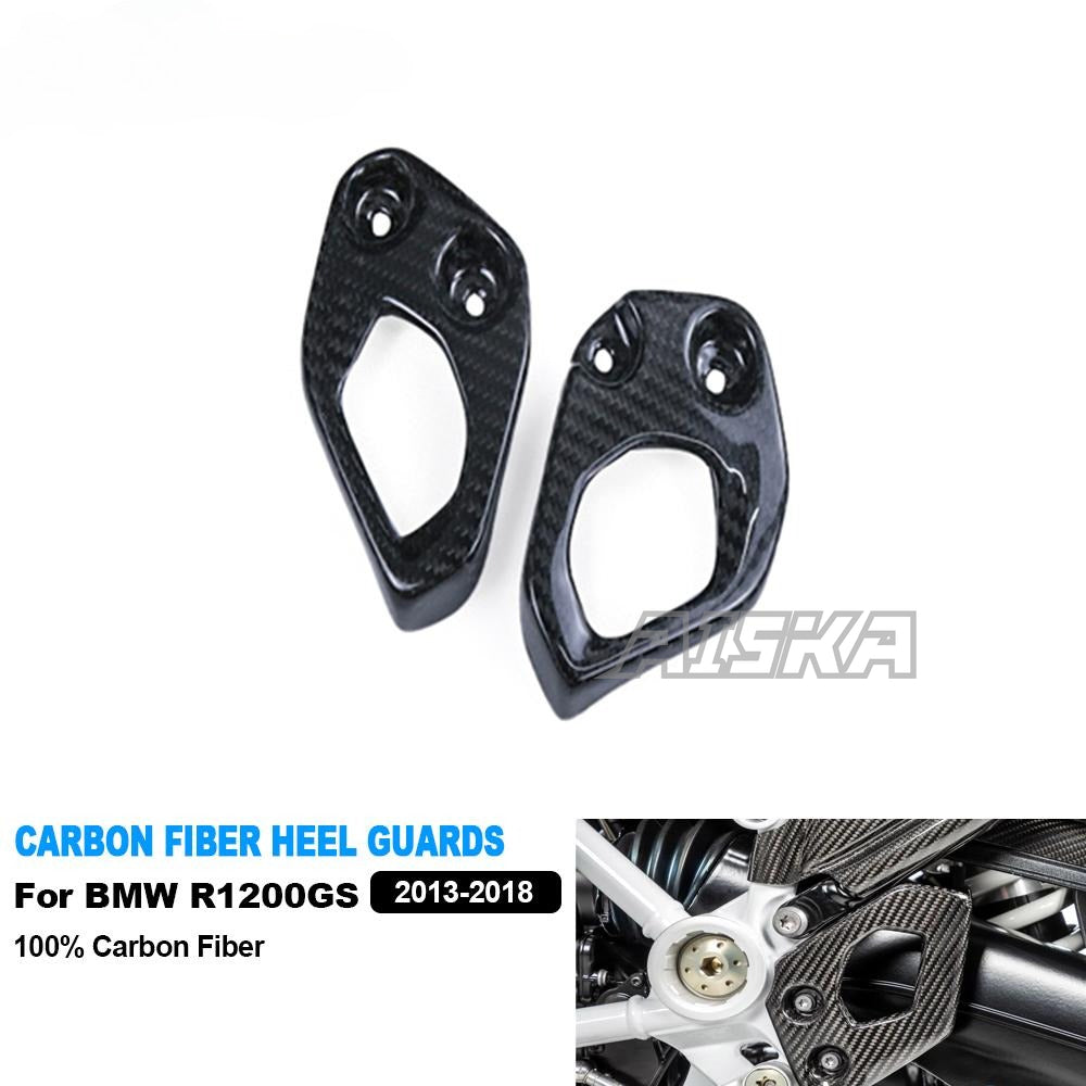 AISKA 100% 3K Motorcycle Accessories Heel Plate Cover Guard Protector Carbon Fiber Heel Guards for BMW R1200GS 2013-2018