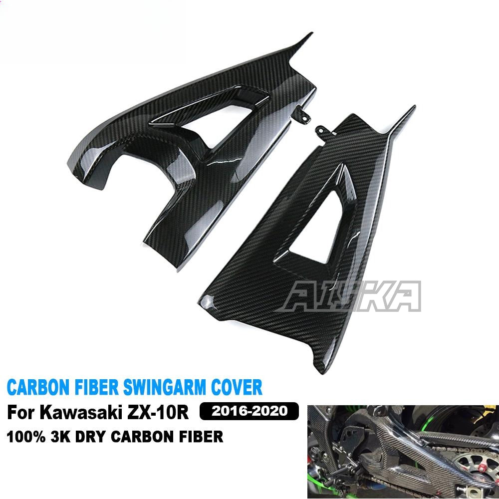 AISKA 3K Dry Carbon Fiber Motorcycle Accessories Rear Swing Arm Fairing Swingarm Cover for Kawasaki ZX10R ZX-10R 2016-2020