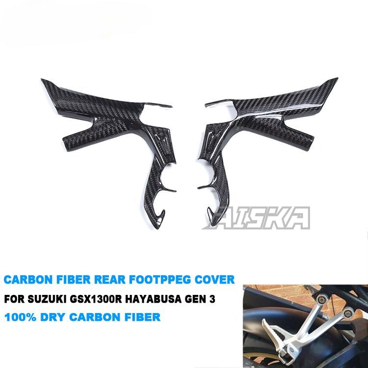 AISKA 3K Dry Carbon Fiber Rear Passenger Foot Peg Footrest Cover for Suzuki Hayabusa Gen3 GSX1300R 2021-2025