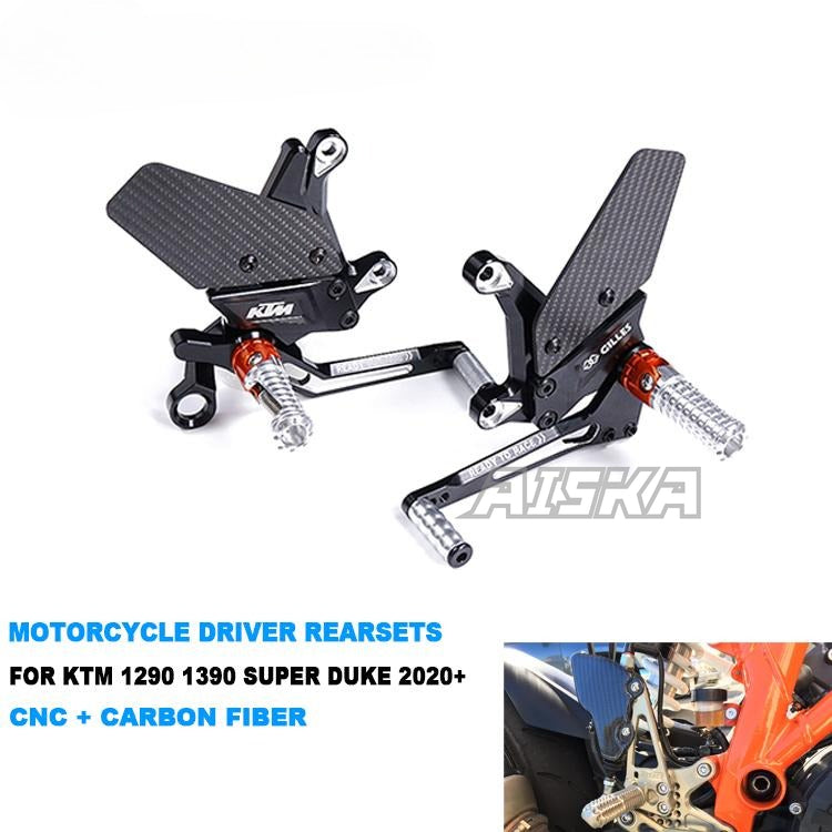AISKA Carbon Fiber Wing Rearset Racing Parts Motorcycle CNC Adjustable Rearset for KTM 1290 1390 Super Duke 2020-2025