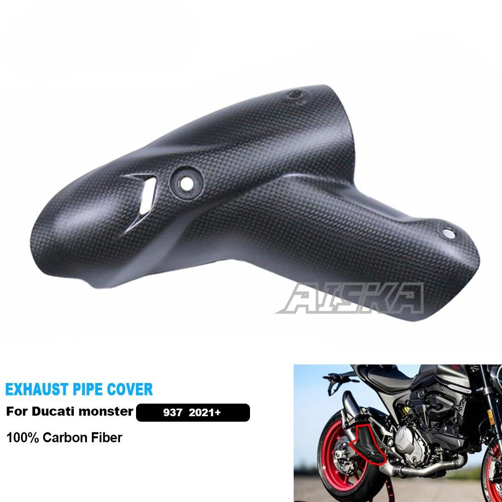 AISKA 3K 3*3 Carbon Fiber Motorcycle Accessories Exhaust Pipe Cover for Ducati Monster 937 2021+