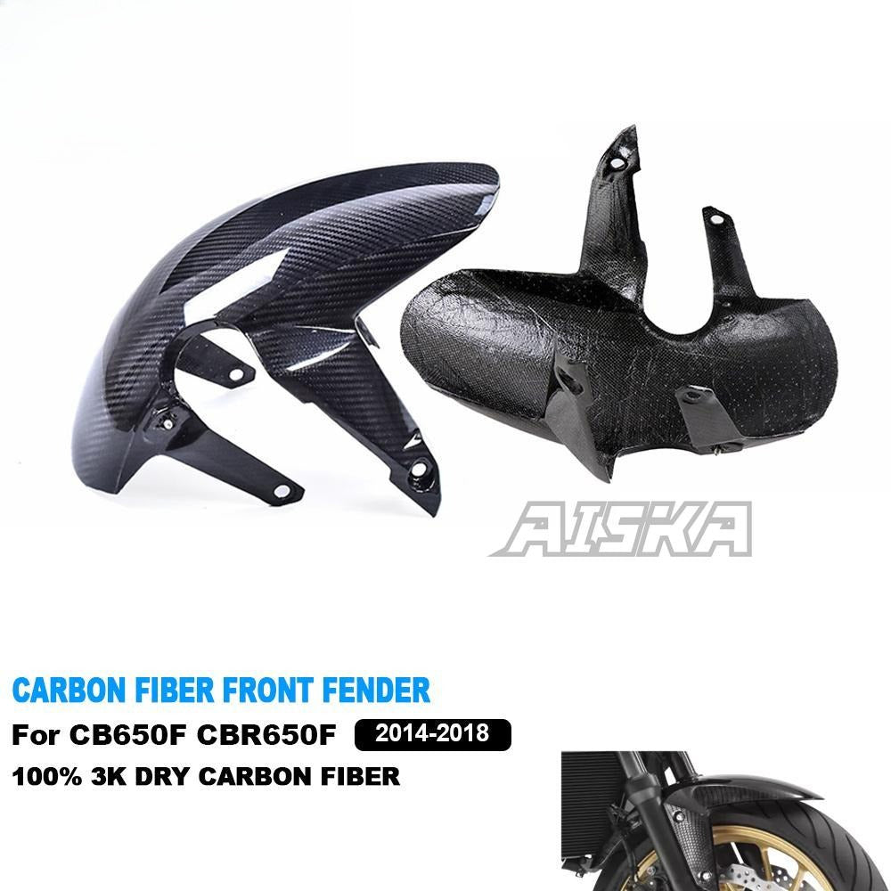 AISKA Motorcycle 3K Dry Carbon Fiber Front Tire Fender Mud Guard Hugger for Honda CB650F CBR650F 2014 2015 2016 2017 2018