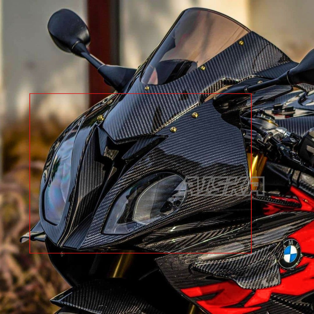 AISKA Twill Weave Full Carbon Fiber Motorcycle Front Upper Nose Fairing Headlight Cover for BMW S1000RR 2015-2018
