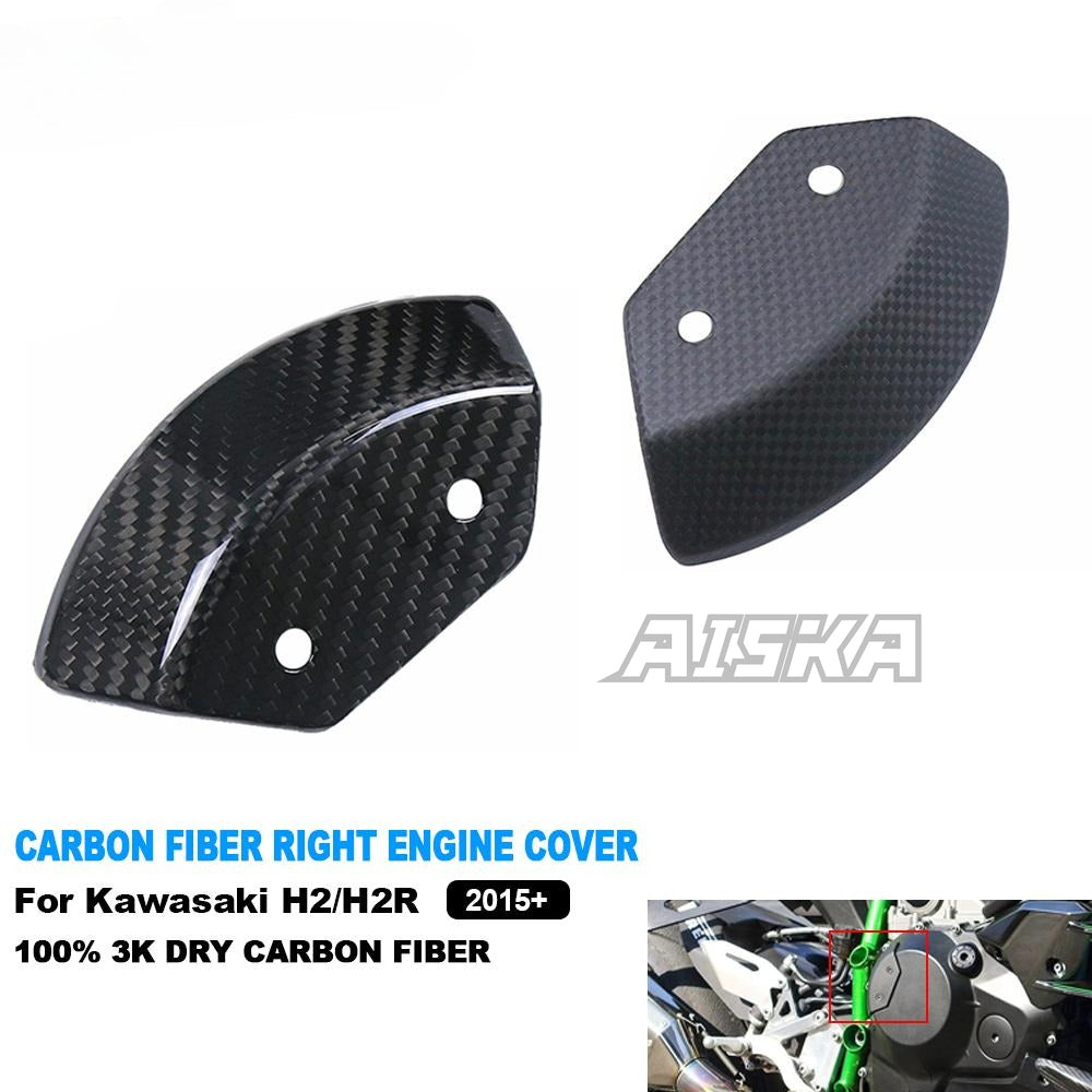 AISKA 2015-2024 Full 3K Dry Carbon Fiber Motorcycle Fairing Kit Small Right Engine Cover for Kawasaki Ninja H2 H2R