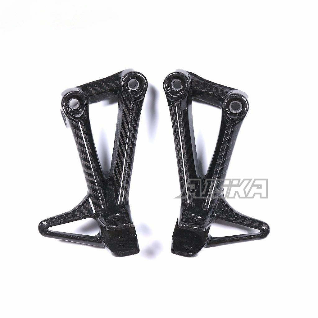 AISKA Five-layer Carbon Fiber Motorcycle Passenger Foot Peg Mount Kit Heel Guards Cover for Yamaha MT10 FZ10 2016-2021 2018 2019