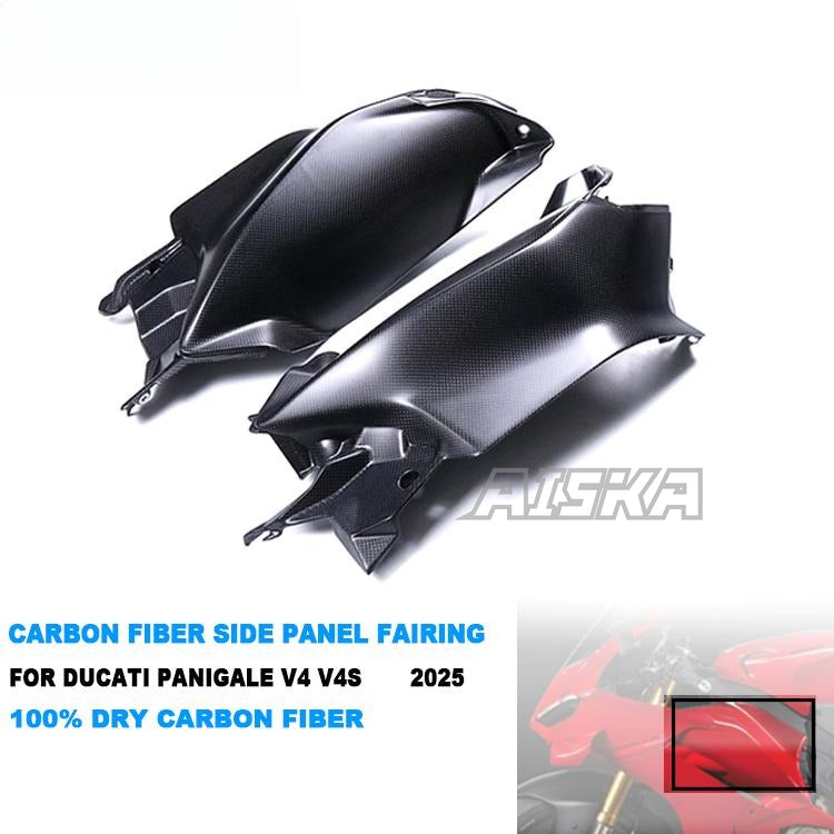 AISKA New 100% 3K Full Dry Carbon Fiber Motorcycle Front Tank Side Panel Cover Fairings for Ducati Panigale V4 V4S 2025