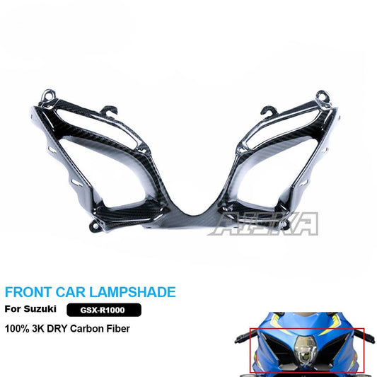 AISKA 100% Dry Carbon Fiber Motorcycle  Accessories Front Car Lampshade for Suzuki GSX-R1000 2017-2023