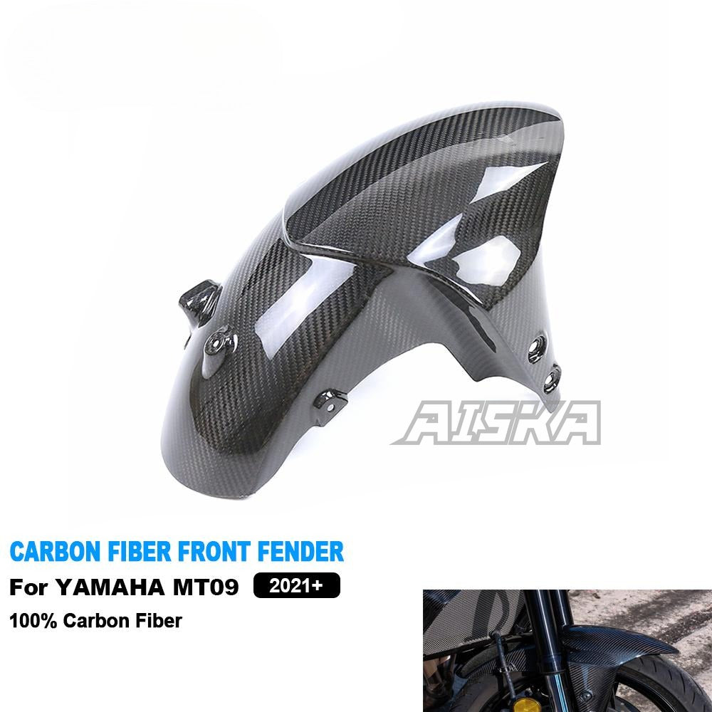 AISKA Motorcycle Carbon Fiber Front Hugger Fender Splash Mud Dust Guard Mudguard for Yamaha MT09 FZ09 2021-2023