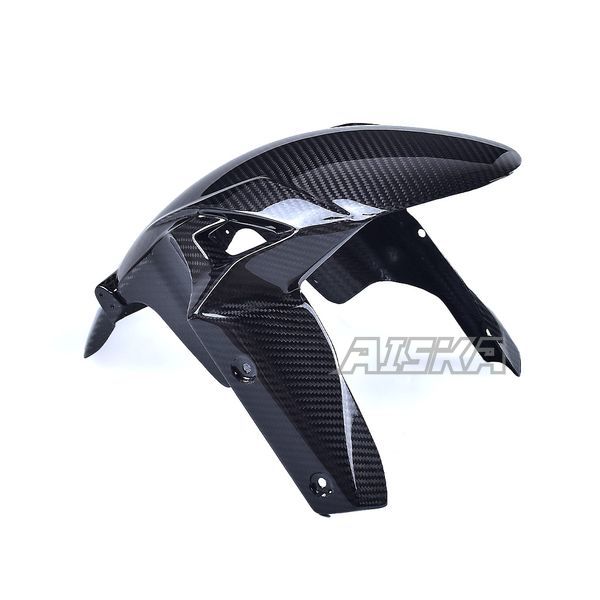 AISKA 3K Dry Carbon Fiber Motorcycle Front Fender Hugger Mudguard Fairing for Kawasaki Ninja ZX-6R 2019-2024