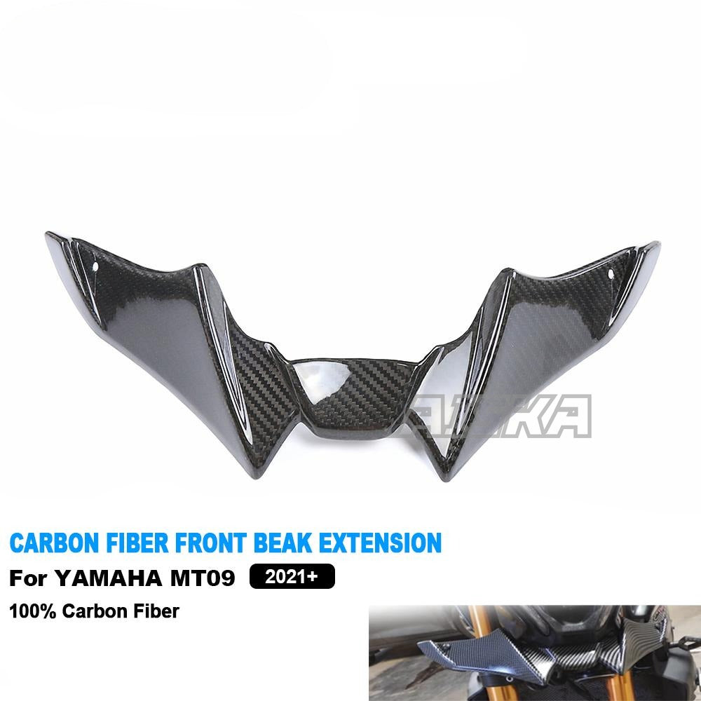 AISKA Motorcycle Carbon Fiber Front Beak Extension Cover Wing Spoiler for Yamaha MT09 FZ09 2021-2023