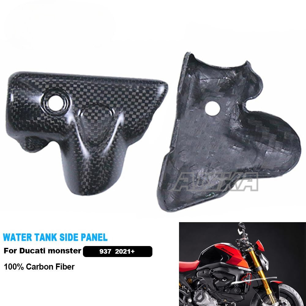 AISKA 3K 3*3 Carbon Fiber Motorcycle Accessories Water tank Side Panel for Ducati Monster 937 2021+