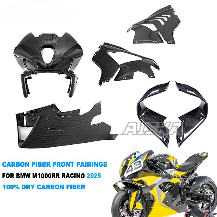 AISKA 100% 3K Full Dry Carbon Fiber Motorcycle 1 Set Winglets Belly Pan Side Panel Front Fairing for BMW M1000RR Racing 2025