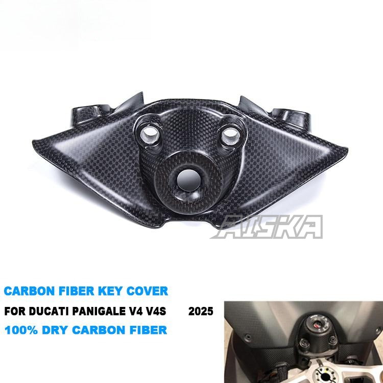 AISKA 100% 3K Full Dry Carbon Fiber Motorcycle Ignition Switch Key Block Cover for Ducati Panigale V4 V4S 2025