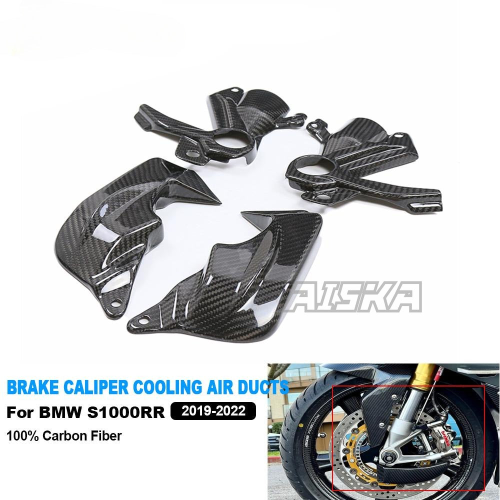 AISKA 100% 3K Dry Carbon Fiber Motorcycle Brake Caliper Cooling Air Ducts Radiator Cooler for BMW S1000RR M1000R HP4 2019-2022