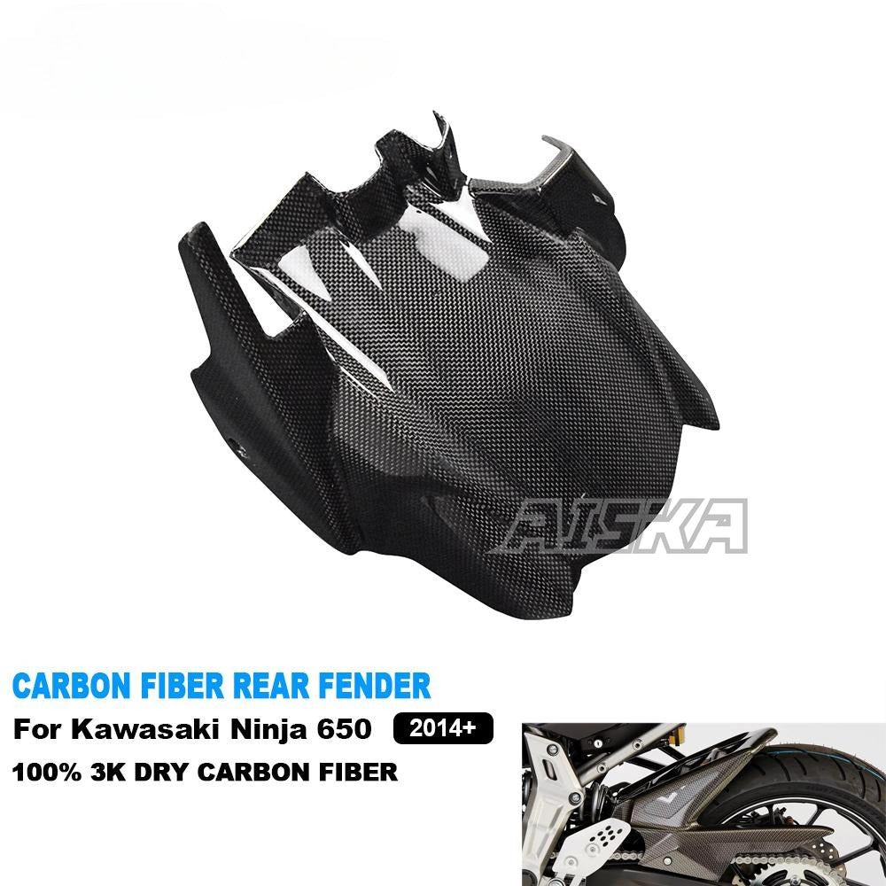 AISKA 100% 3K Dry Carbon Fiber Motorcycle Accessories Rear Fender Hugger Mudguard Fairing for Kawasaki Ninja 650 2014-2024
