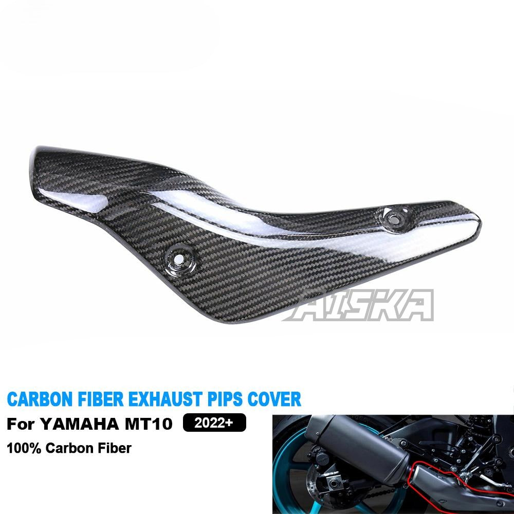 AISKA Dry Carbon Fiber Accessories Kits Motorcycle Exhaust Pipe Heat Shield Cover Guard Fairing for Yamaha MT10 2022 2023 2024