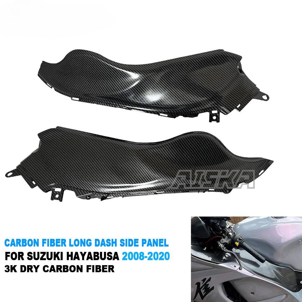 AISKA 100% 3K Carbon Fiber Motorcycle Front Long Dash Side Panel Set for Suzuki GSX1300 R Hayabusa Gen2 2008-2020
