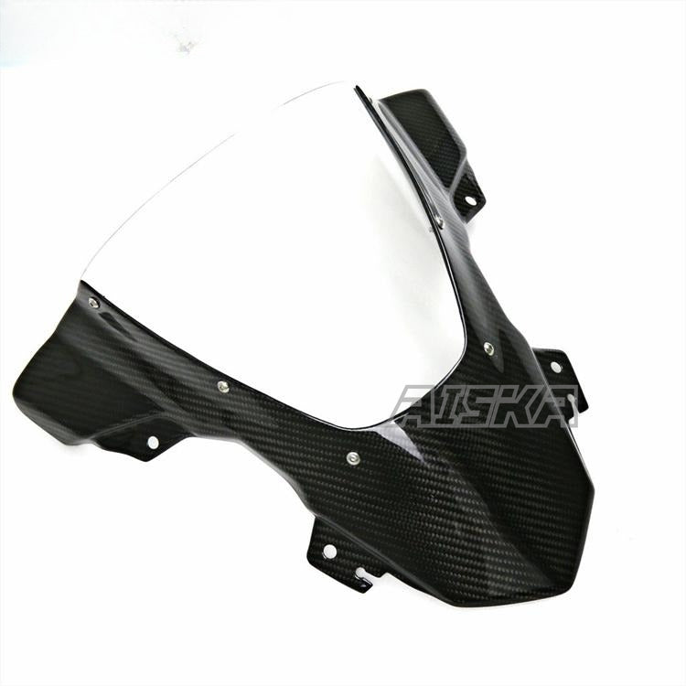 AISKA Twill Wave 3K Carbon Fiber Motorcycle Accessories Motorcycle Dual Bubble Windshield Windscreen for BMW S1000RR 2015-2018