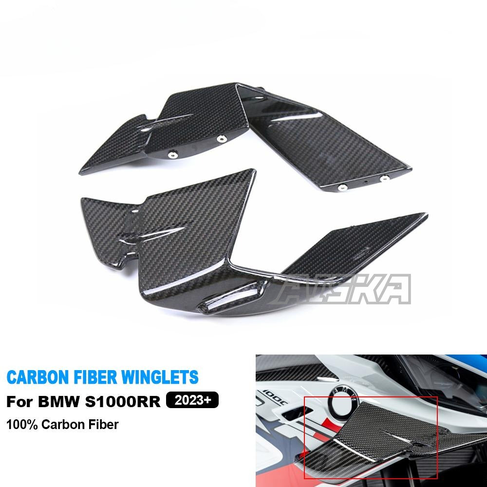 AISKA 100% 3K Carbon Fiber Side Panels Fixed Wings Fairing Motorcycle Winglets for BMW S1000RR 2023 2024