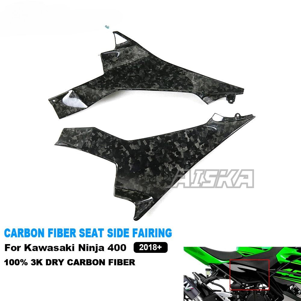 AISKA 100% 3K Dry Carbon Fiber Motorcycle Accessories Driver Seat Side Panel Fairing Cover for Kawasaki Ninja 400 2018-2024