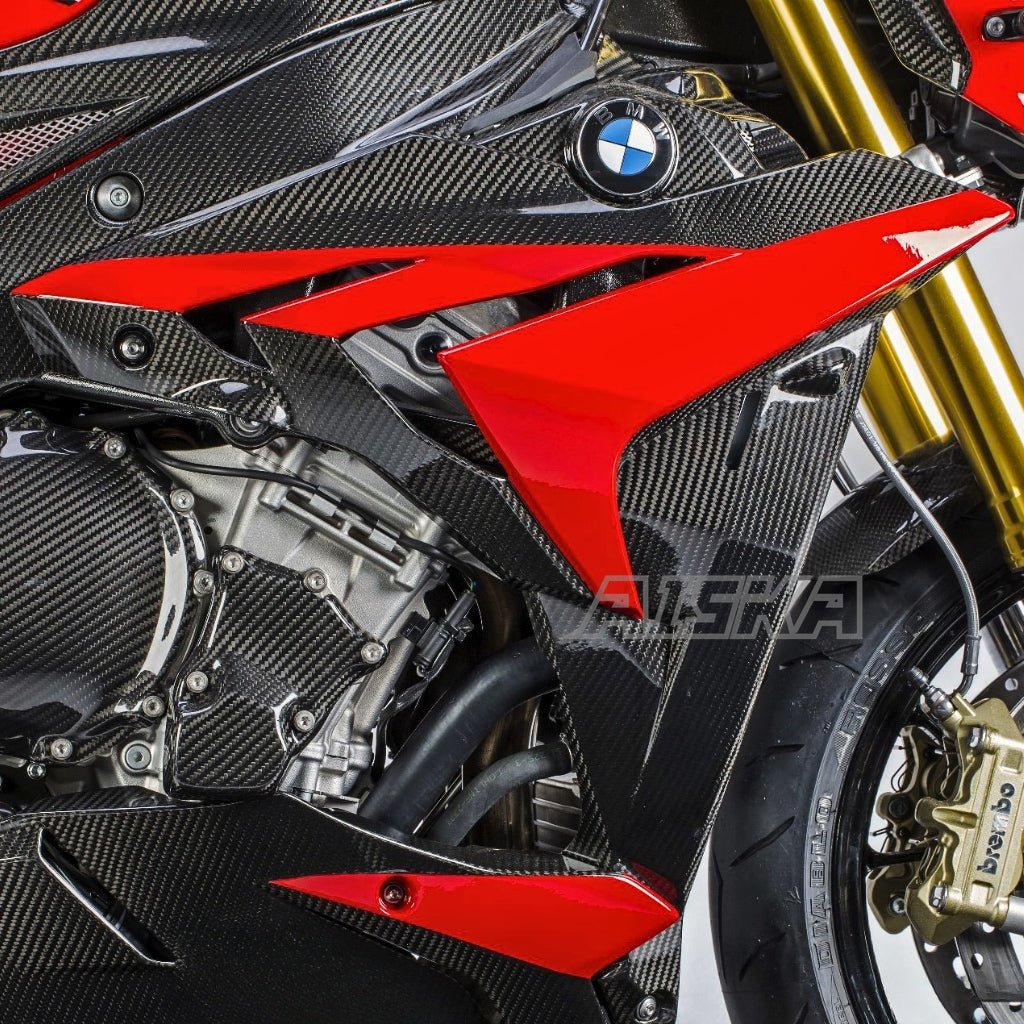 AISKA 100% 3K Twill Weave Carbon Fibre Motorcycle Side Panel Fairings for BMW S1000R 2014-2020