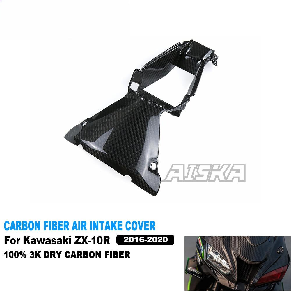AISKA 3K Dry Carbon Fiber Motorcycle Fairing Air Intake Cover & Front Fairing for Kawasaki ZX10R ZX-10R 2016-2020 Accessories