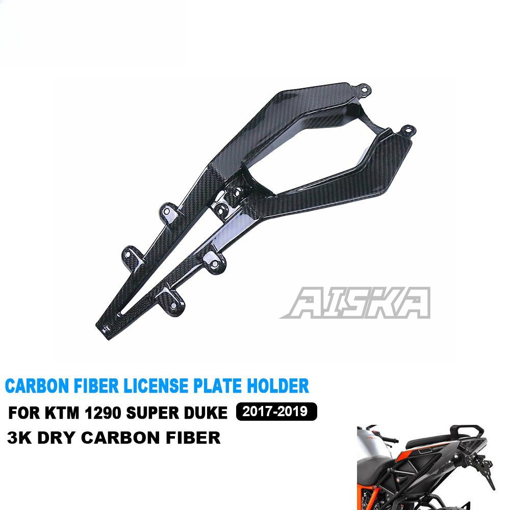 AISKA 1290 Super Duke 3K Dry Carbon Fiber Motorcycle Accessories License Plate Holder for KTM 1290 Super Duke R 2017 2018 2019