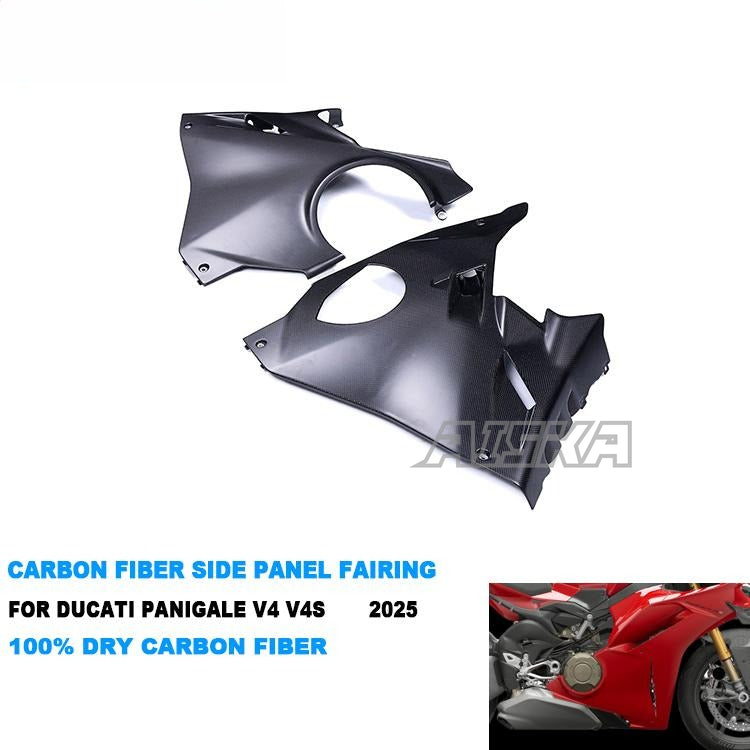 AISKA New Arrival 100% 3K Full Dry Carbon Fiber Motorcycle Front Large Side Panel Fairings for Ducati Panigale V4 V4S 2025