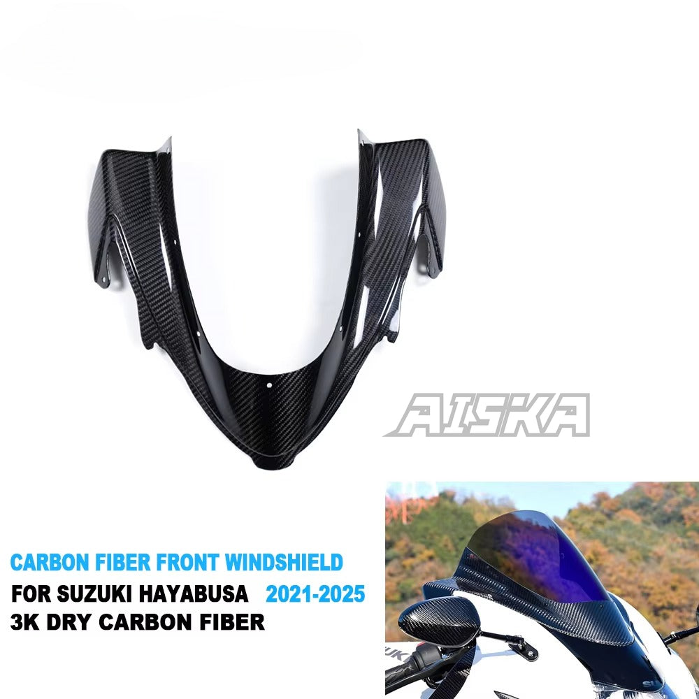 AISKA 3K Dry Carbon Fiber Motorcycle Trim Windshield for Suzuki Hayabusa GSX1300R 2021-2025
