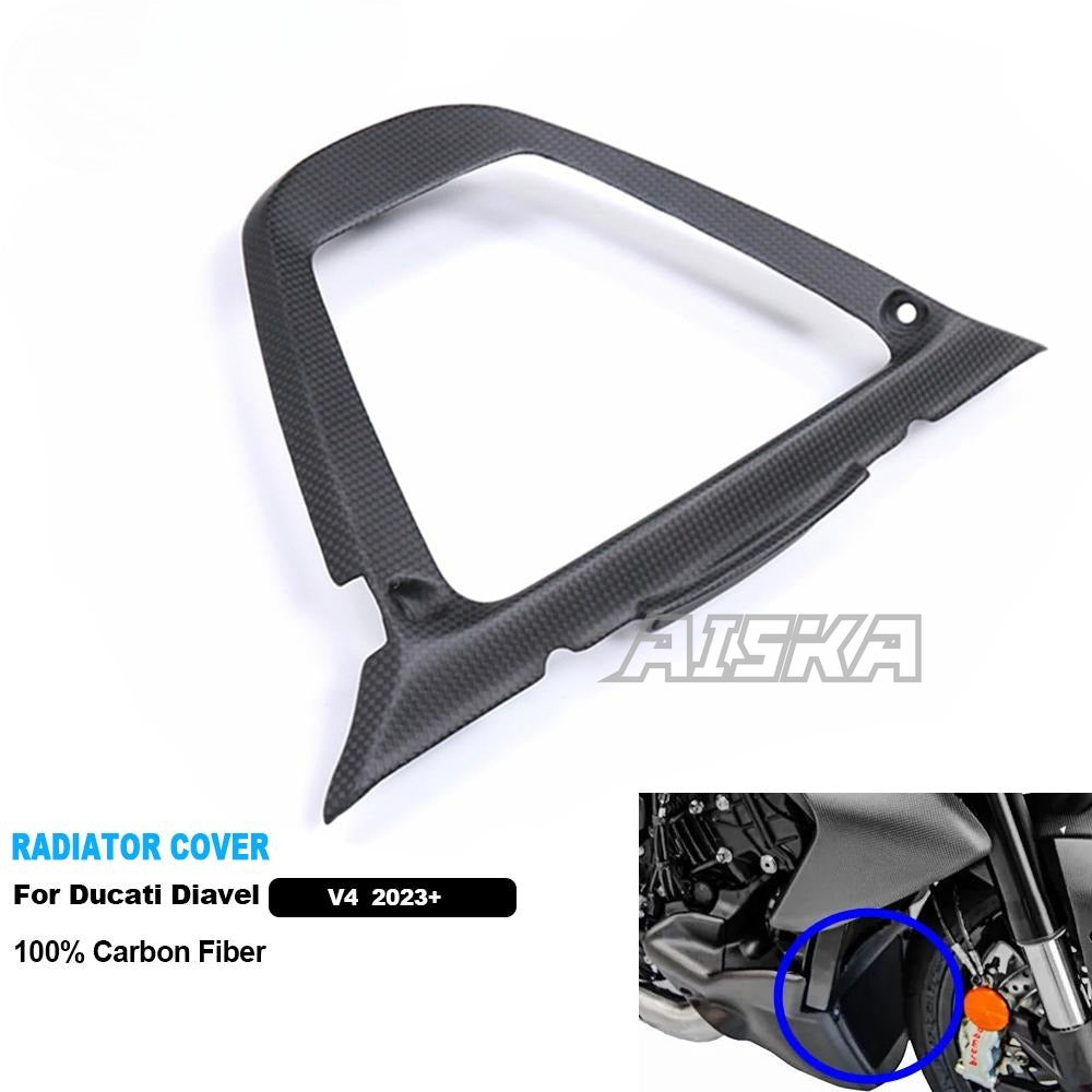 AISKA  Wholesale 3K 3*3 Real Dry Carbon Fiber Motorcycle Radiator Cover for Ducati Diavel  V4  2023