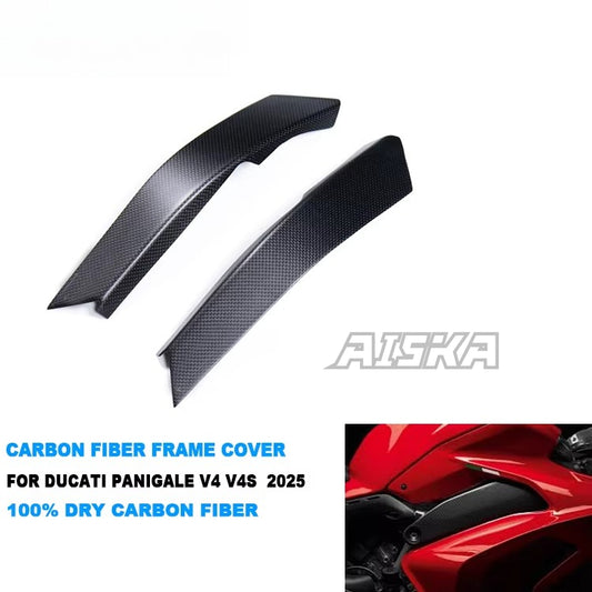 AISKA 100% 3K Full Dry Carbon Fiber Motorcycle Frame Covers for Ducati Panigale V4 V4S 2025