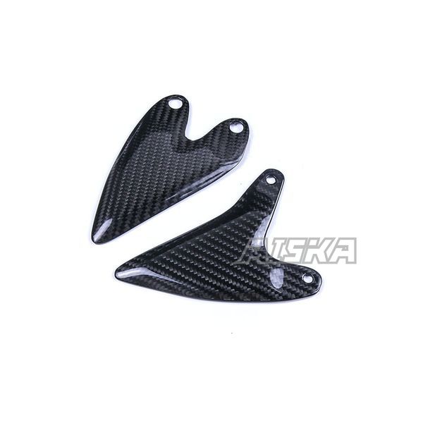 AISKA 100% 3K Dry Carbon Fiber Motorcycle Accessories Rear Footpeg Heel Plate Heel Guards for Kawasaki Ninja 400 Z400 2018-2024
