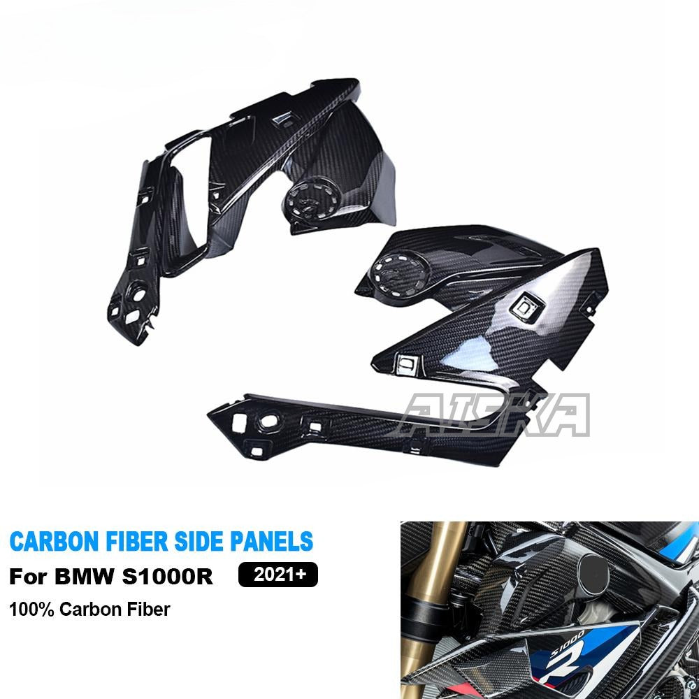 AISKA 100% 3K Full Carbon Fiber Twill Weave Motorcycle Internal Side Cover Inside Panels Fairings for BMW S1000R 2021-2024
