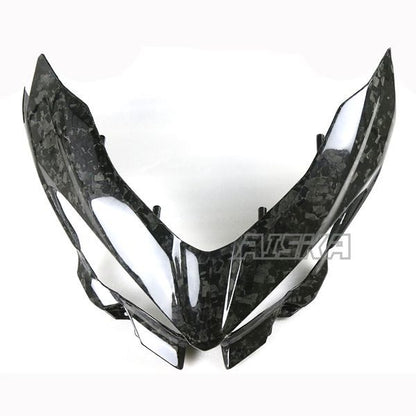 AISKA 100% 3K Dry Carbon Fiber Motorcycle Accessories Front Nose Headlight Cover Fairing for Kawasaki Ninja 400 2018-2024